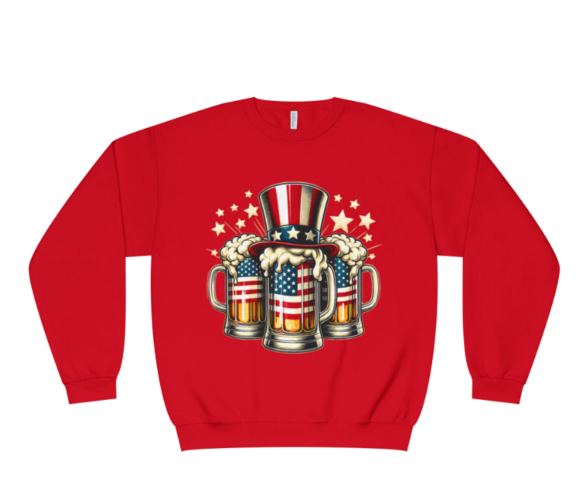 Red, White & Brew Crewneck Sweatshirt — Patriotic Beer Tasting Pullover