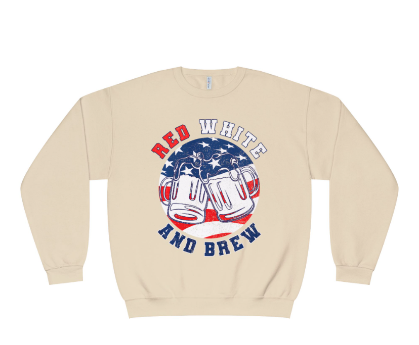 Red, White & Brew Crewneck Sweatshirt — Patriotic Beer Tasting Pullover