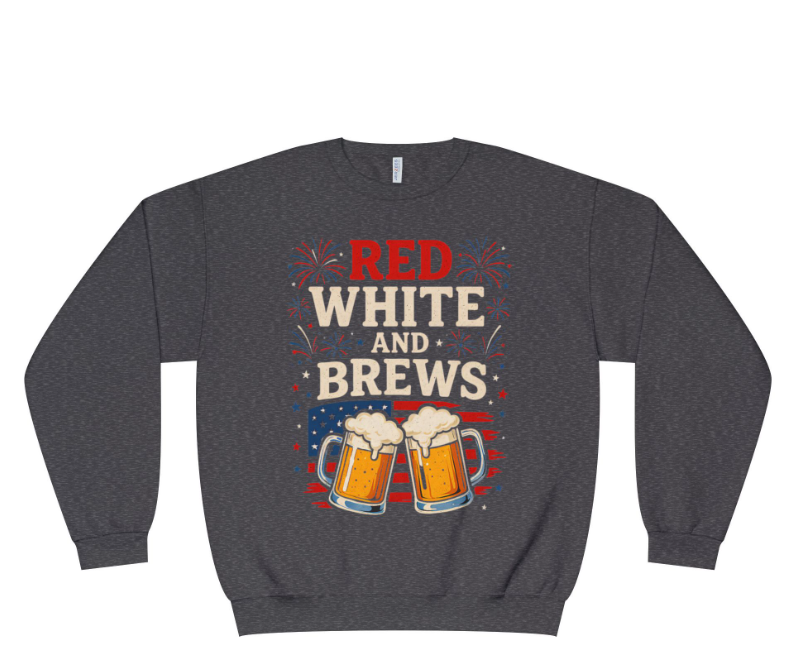 Red, White & Brew Crewneck Sweatshirt — Patriotic Beer Tasting Pullover