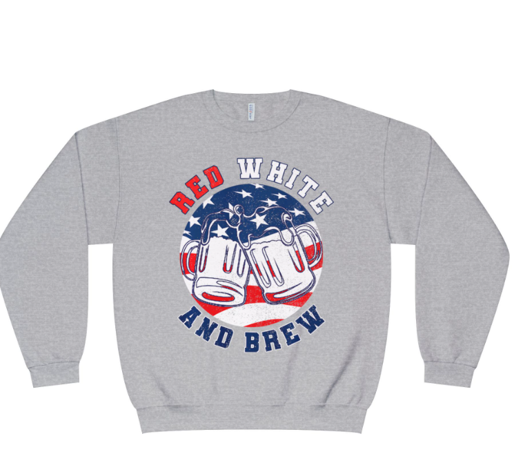 Red, White & Brew Crewneck Sweatshirt — Patriotic Beer Tasting Pullover