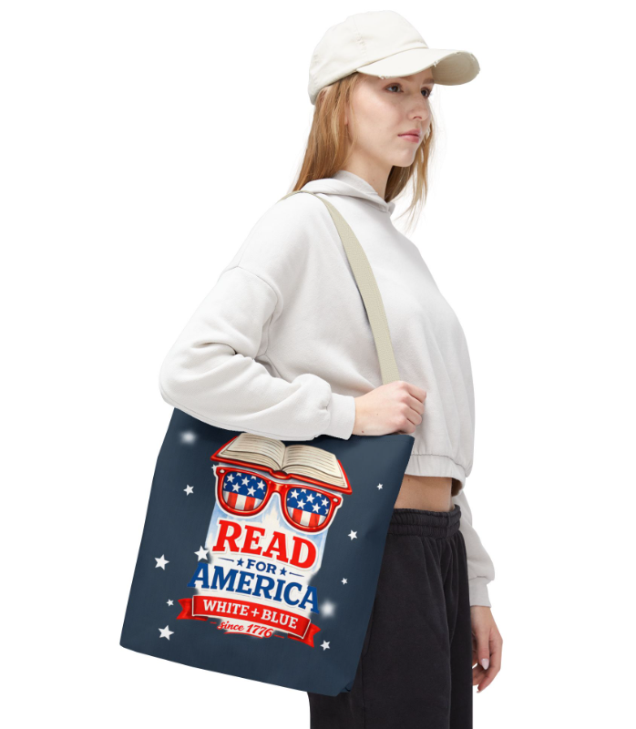 Patriotic 'Land of the Free, Home of the Brave' Tote Bag