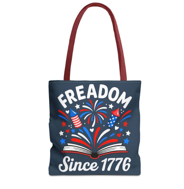 Patriotic 'Land of the Free, Home of the Brave' Tote Bag