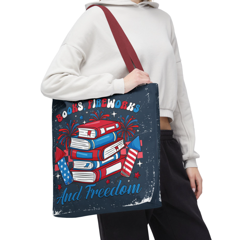 Patriotic 'Land of the Free, Home of the Brave' Tote Bag