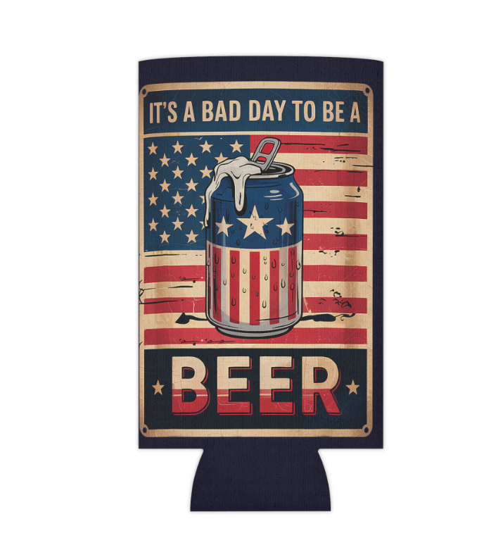 Can Cooler — "Red, White & Brew" Patriotic Beer Koozie for 4th of July