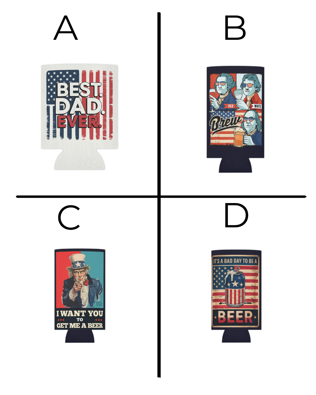 Can Cooler — "Red, White & Brew" Patriotic Beer Koozie for 4th of July