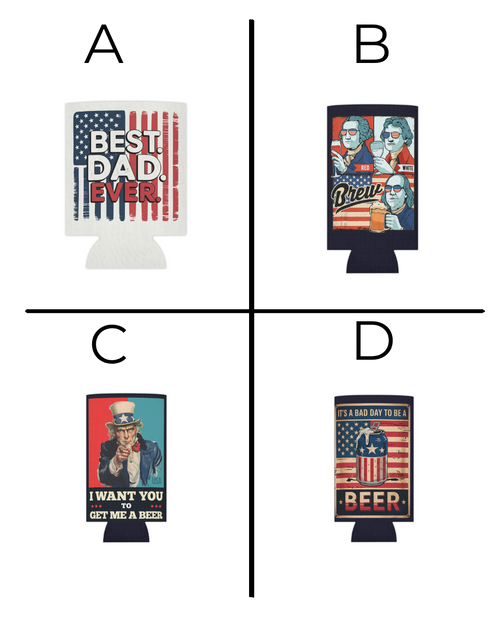 Can Cooler — "Red, White & Brew" Patriotic Beer Koozie for 4th of July