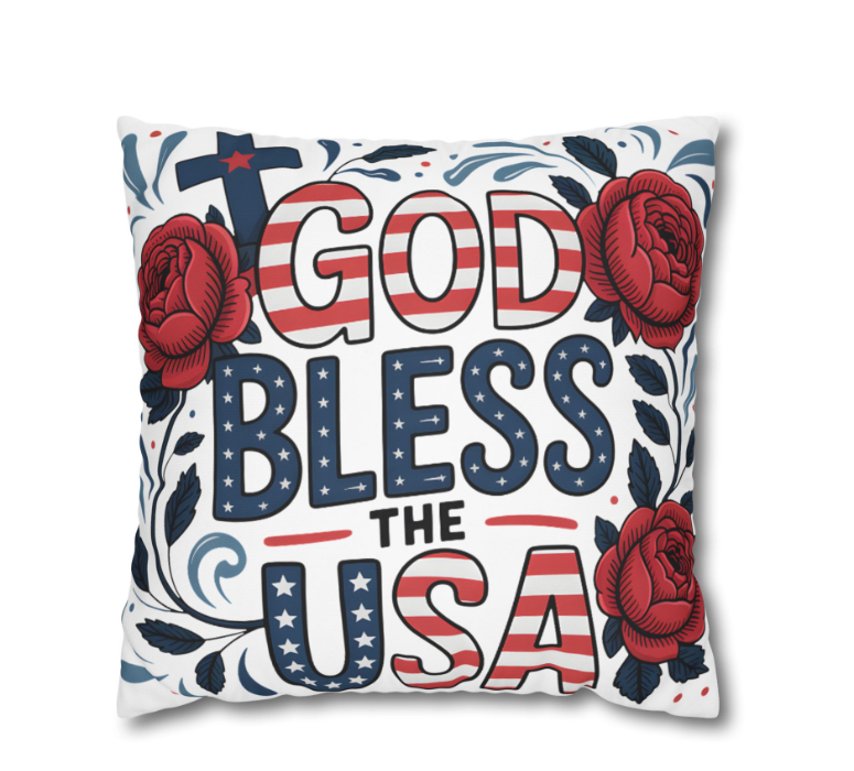 Square Pillow — "Happy Birthday America" Patriotic 4th of July Throw Pillow Cover