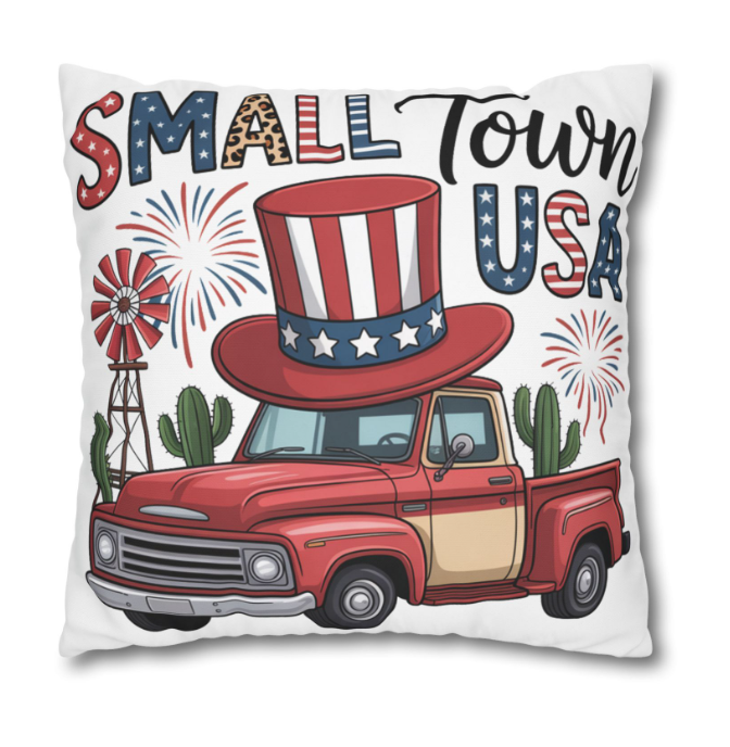 Square Pillow — "Happy Birthday America" Patriotic 4th of July Throw Pillow Cover