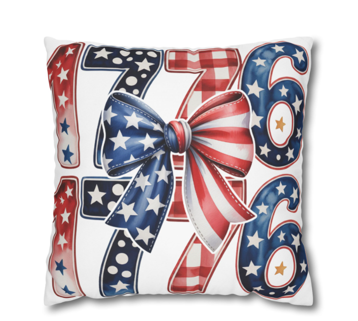 Square Pillow — "Happy Birthday America" Patriotic 4th of July Throw Pillow Cover