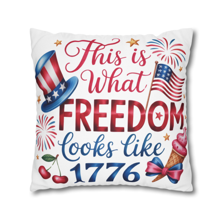 Square Pillow — "Happy Birthday America" Patriotic 4th of July Throw Pillow Cover