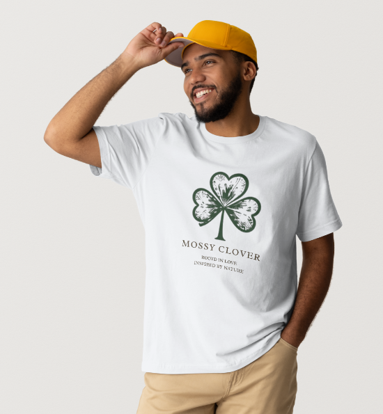 Mossy Clover Graphic Tee — Botanical Shamrock Design