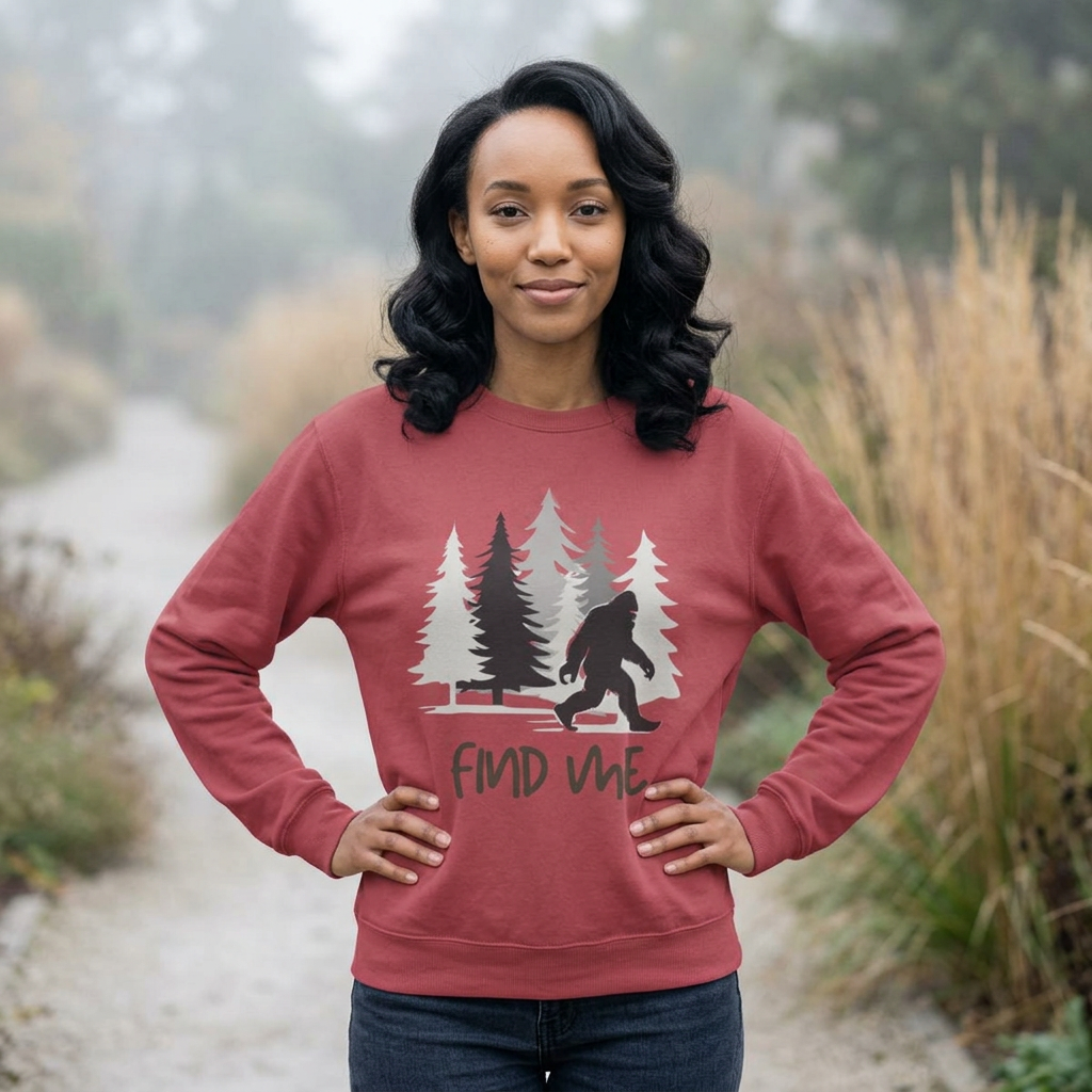 Find Me Sweatshirt — Bigfoot Sasquatch Graphic Crewneck