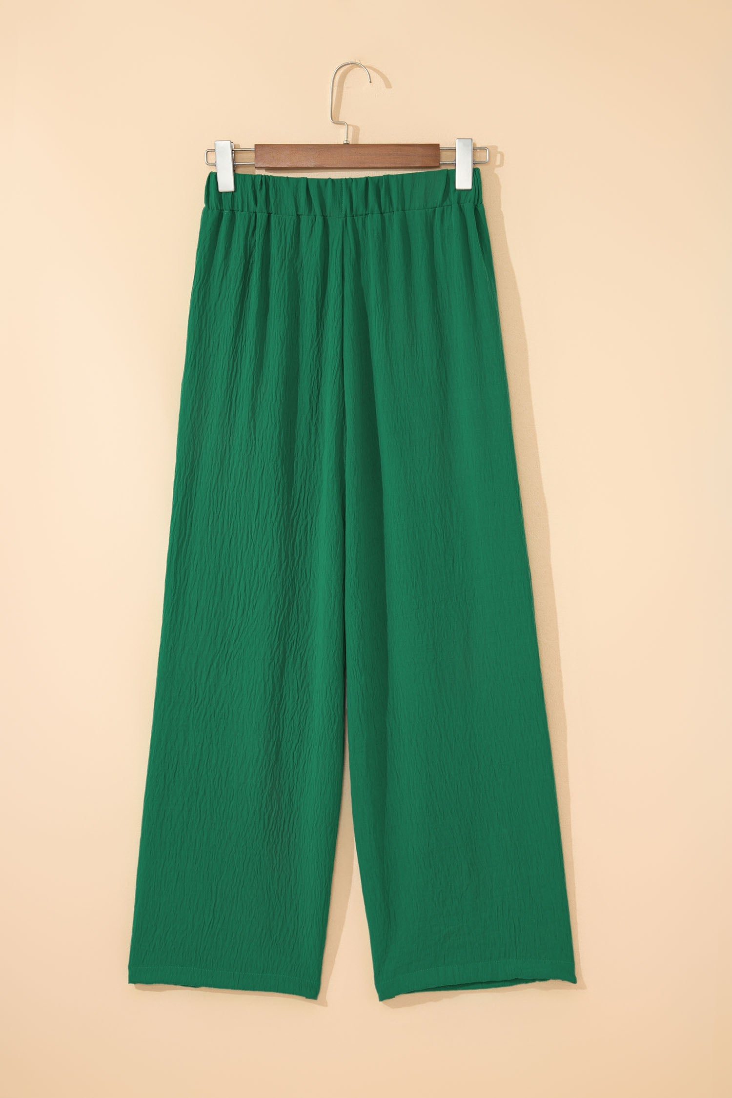 Contour Cross-Waist Trousers — Textured Wide-Leg Pants
