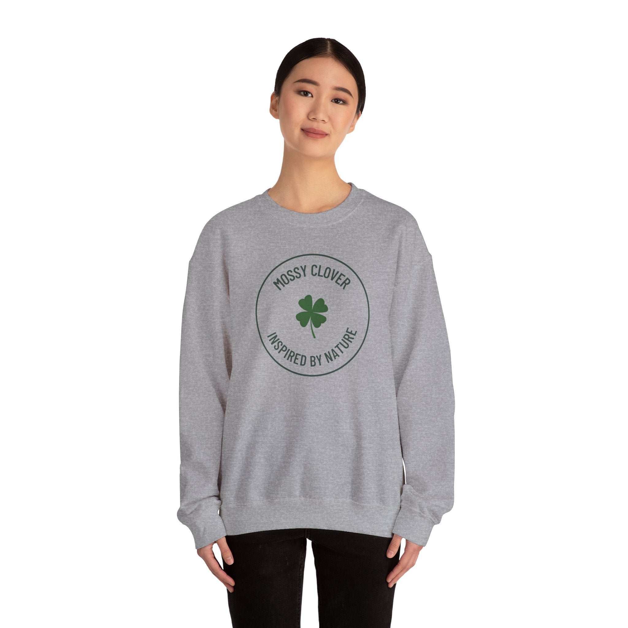 Mossy Clover Crewneck Sweatshirt - "Mossy Clover: Inspired by Nature"  Eco Nature Pullover