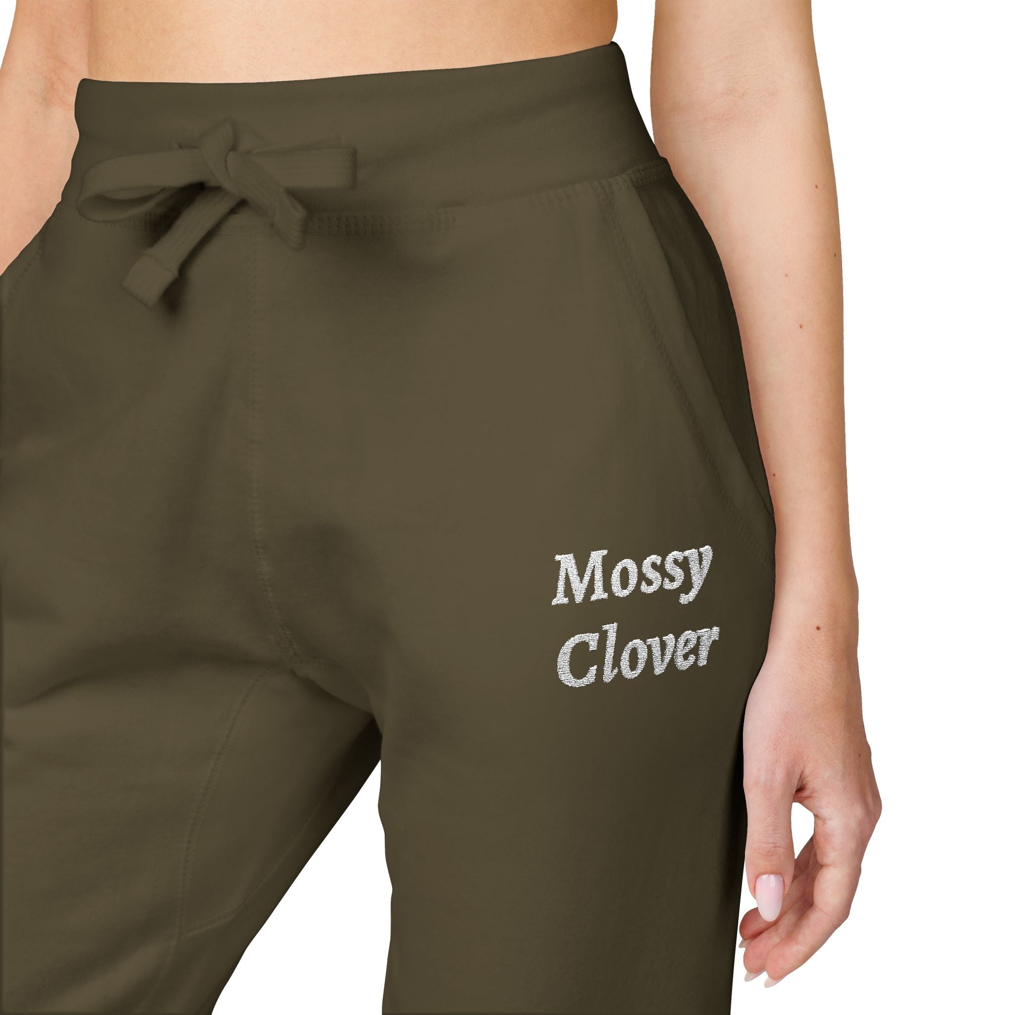 Embroidered 'Mossy Clover'  Fleece Sweatpants —Joggers