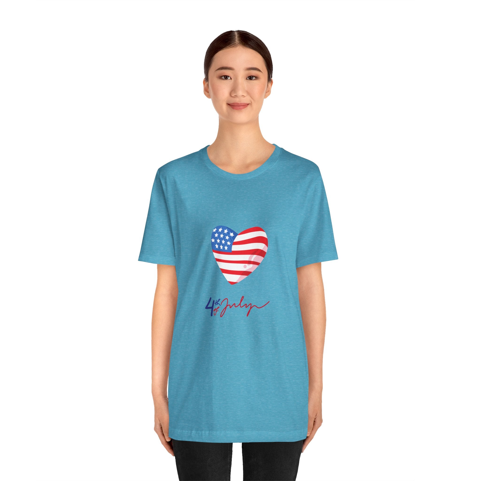 4th of July Heart Flag Tee — American Flag Heart Graphic T-Shirt