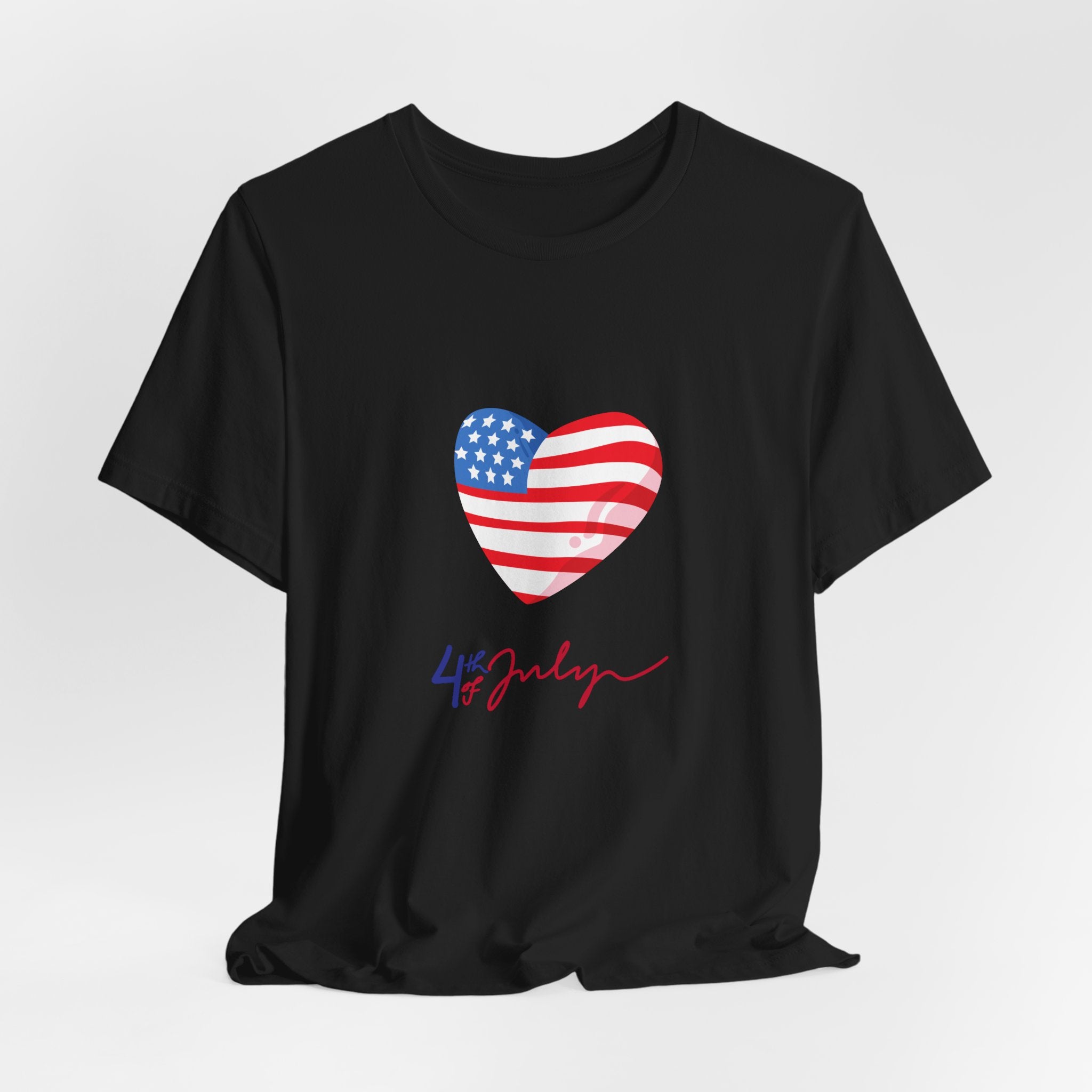 4th of July Heart Flag Tee — American Flag Heart Graphic T-Shirt