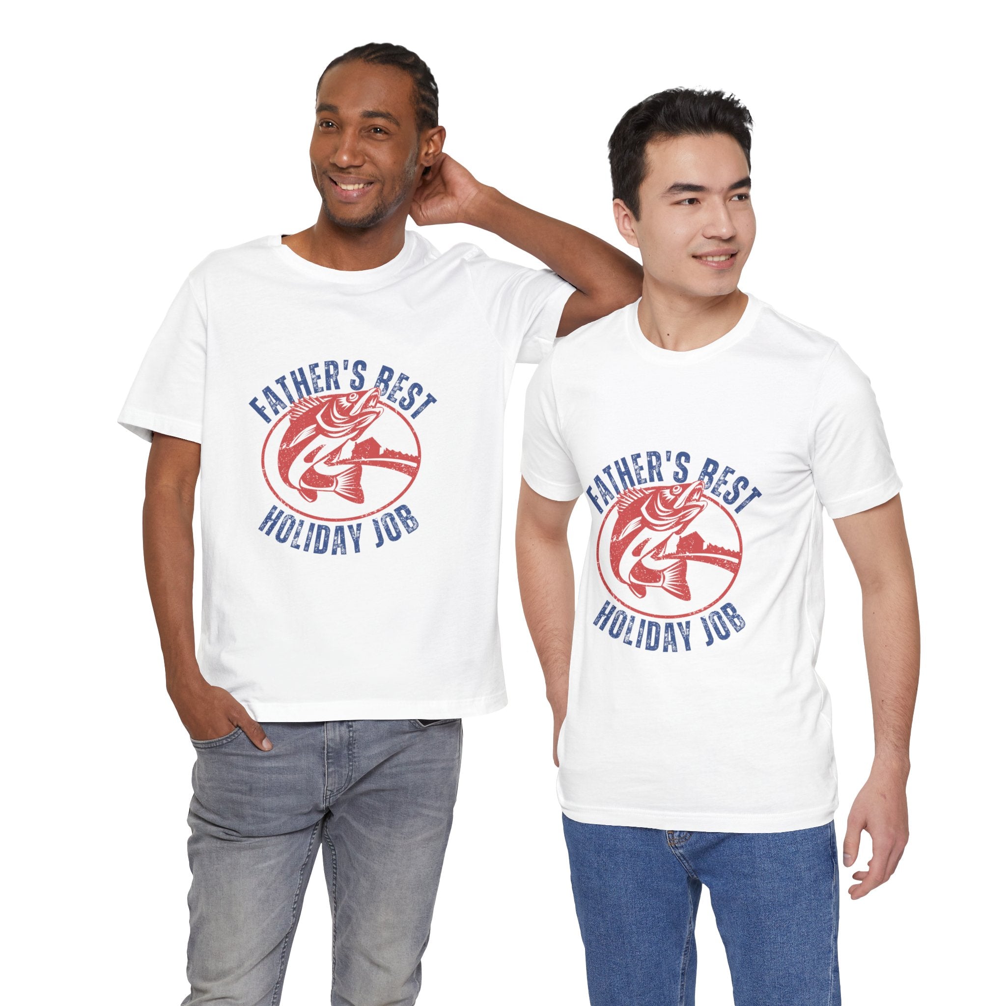 Father's Best Holiday Job T-Shirt — Vintage Fishing Dad Christmas Tee