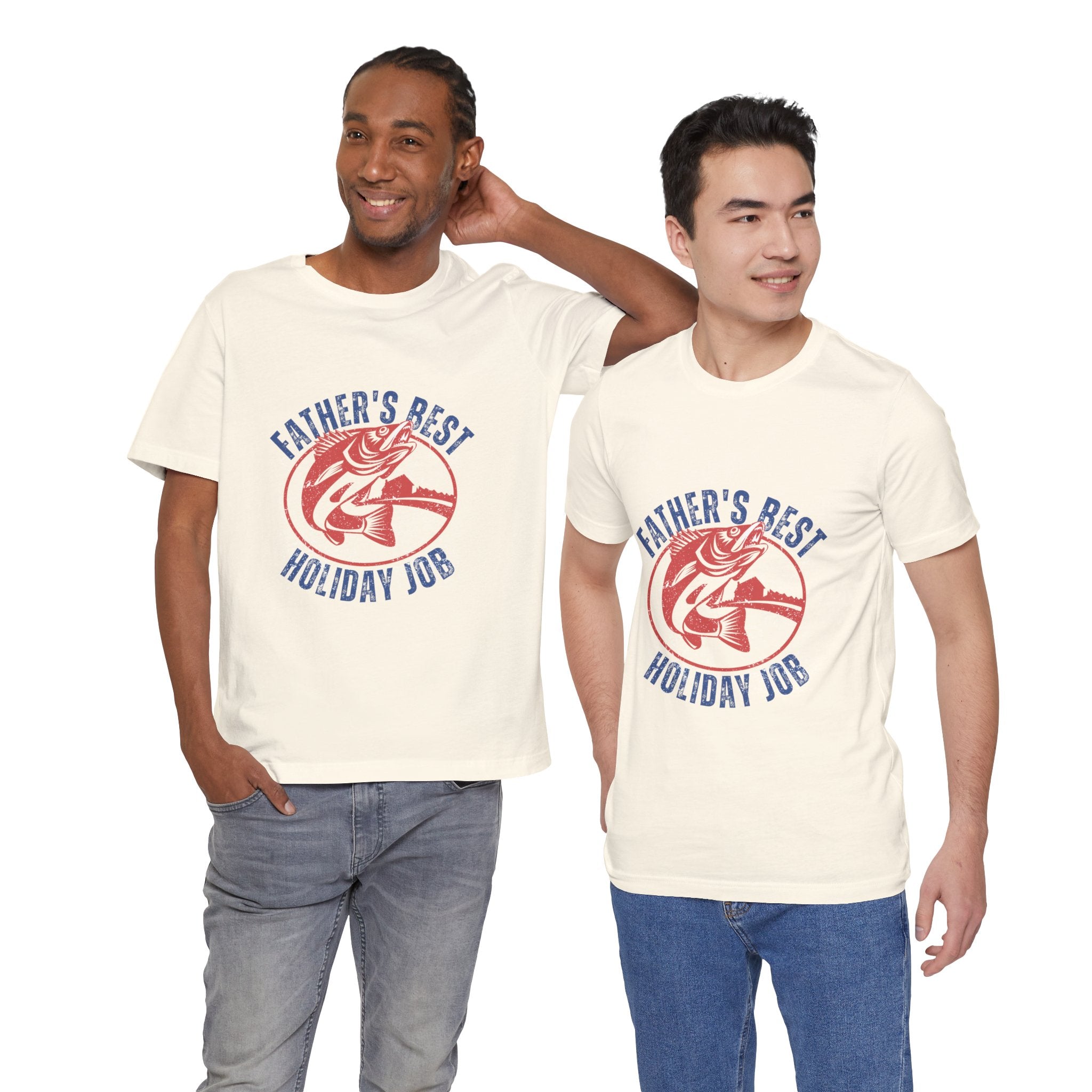 Father's Best Holiday Job T-Shirt — Vintage Fishing Dad Christmas Tee