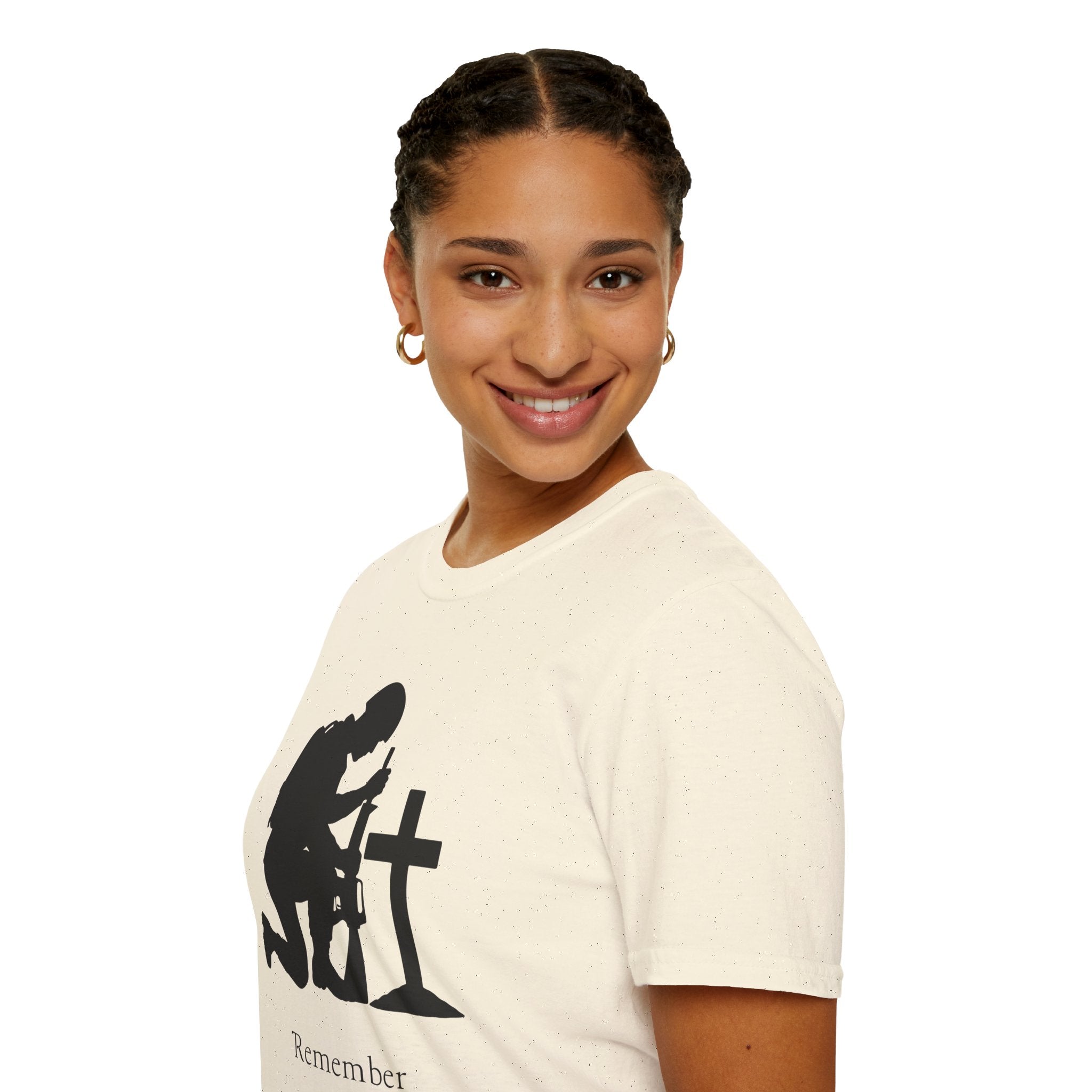 Remember Soldier Kneeling Cross T-Shirt — Military Memorial Tee