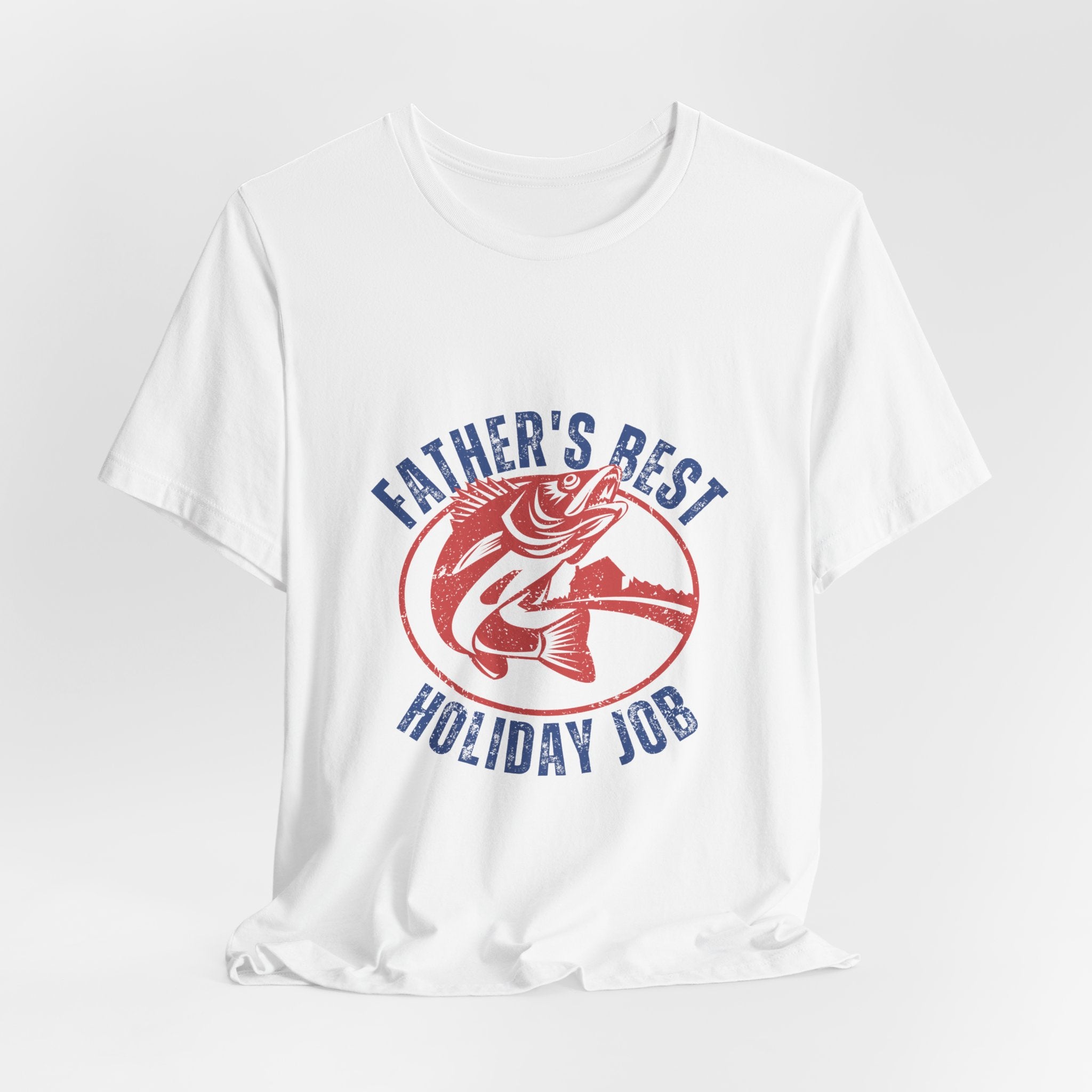 Father's Best Holiday Job T-Shirt — Vintage Fishing Dad Christmas Tee