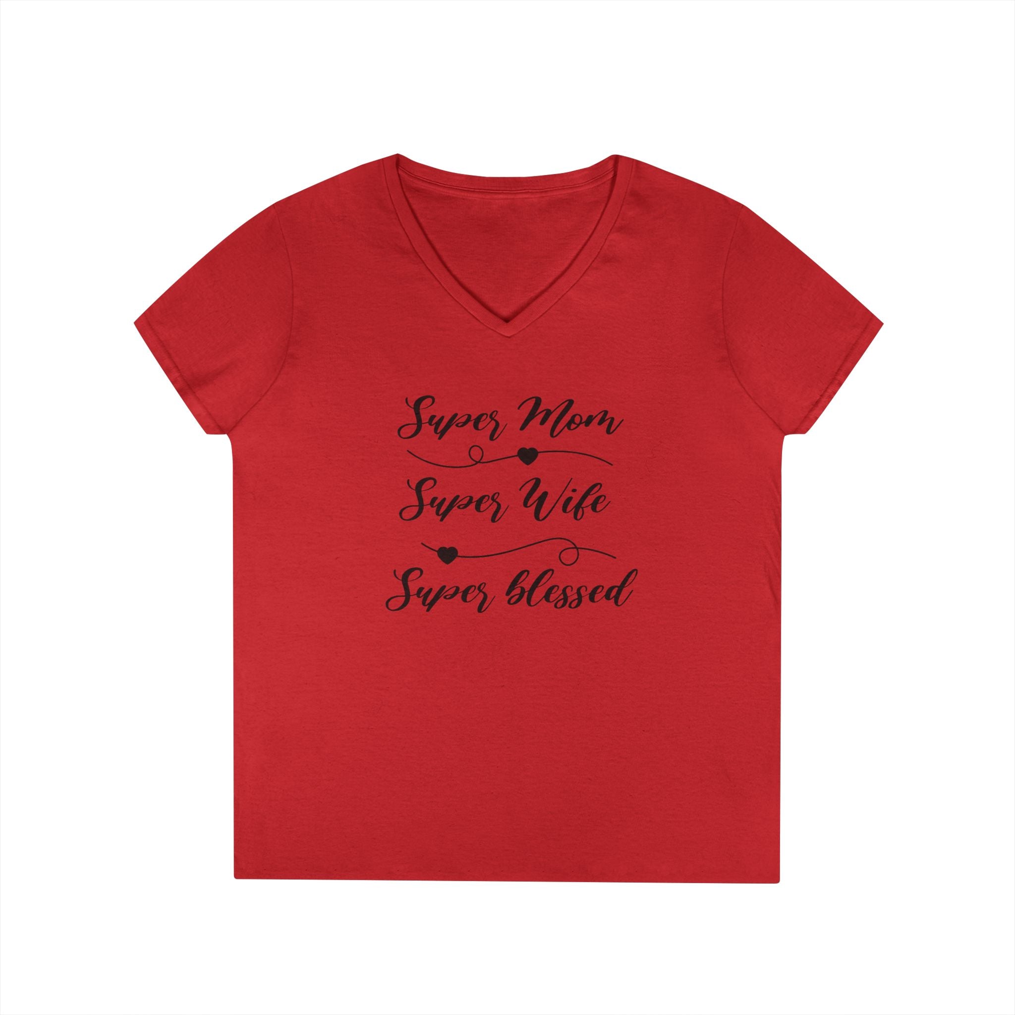 Super Mom Super Wife Super Blessed V-Neck Tee
