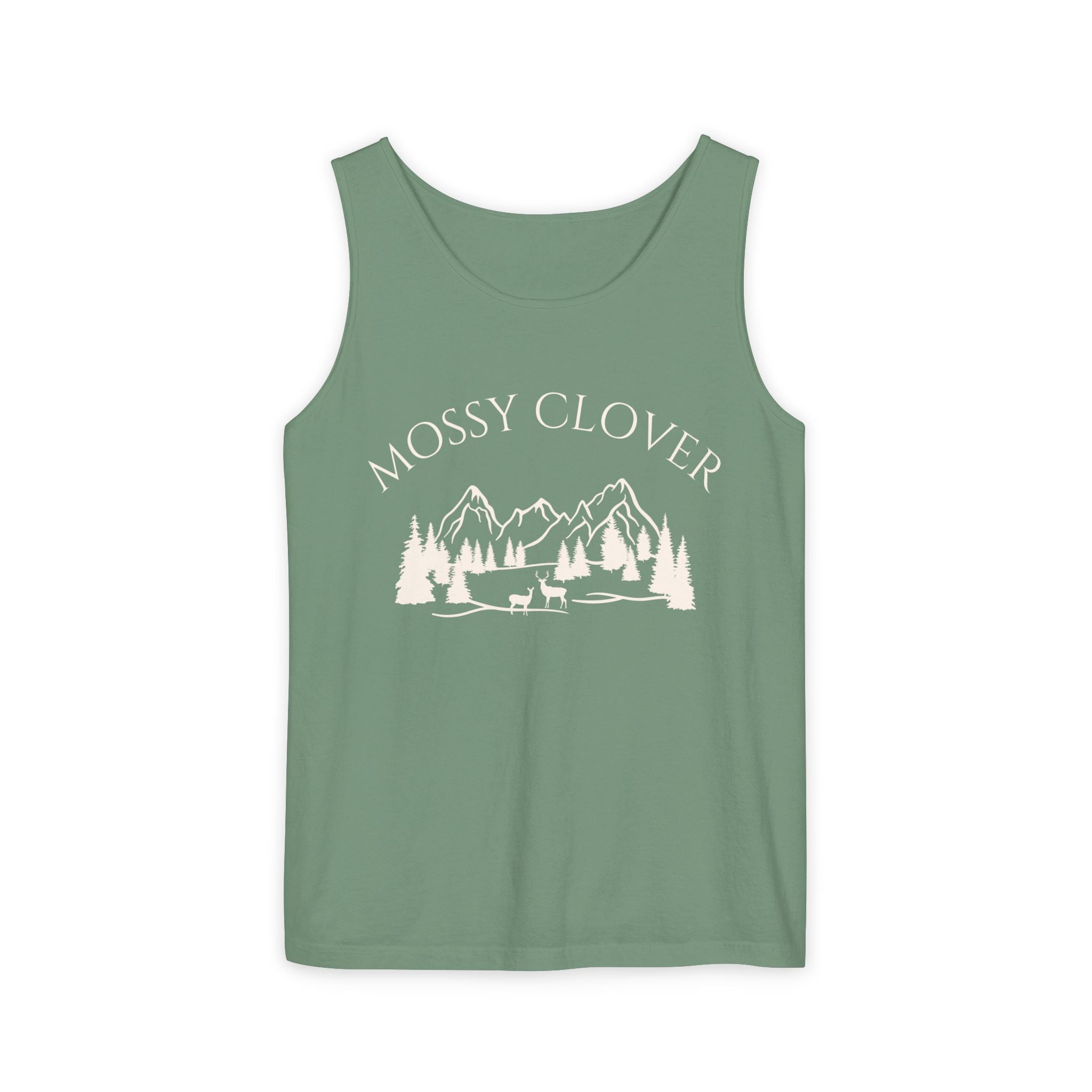 Mossy Clover Mountain Tank Top — Outdoor Nature Graphic Tank