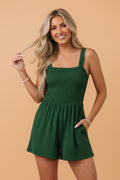 Sundown Smocked Romper — Sleeveless Square Neck One-Piece