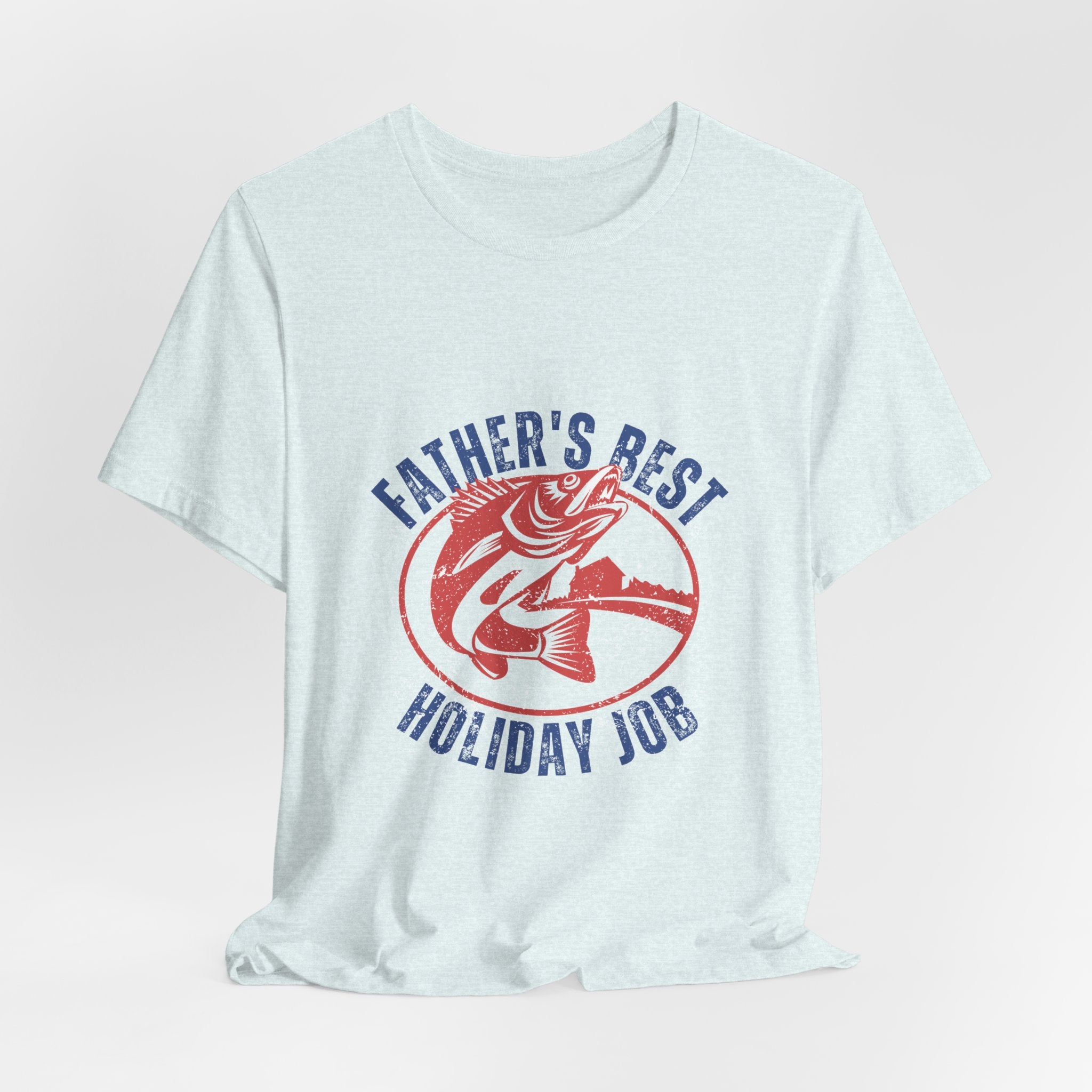Father's Best Holiday Job T-Shirt — Vintage Fishing Dad Christmas Tee