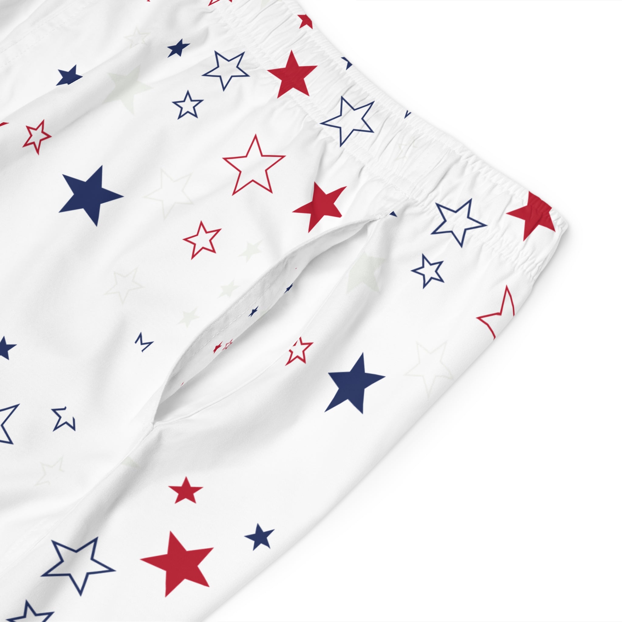 Patriotic Red White & Blue Star Swim Shorts — Men's Board Shorts for 4th of July