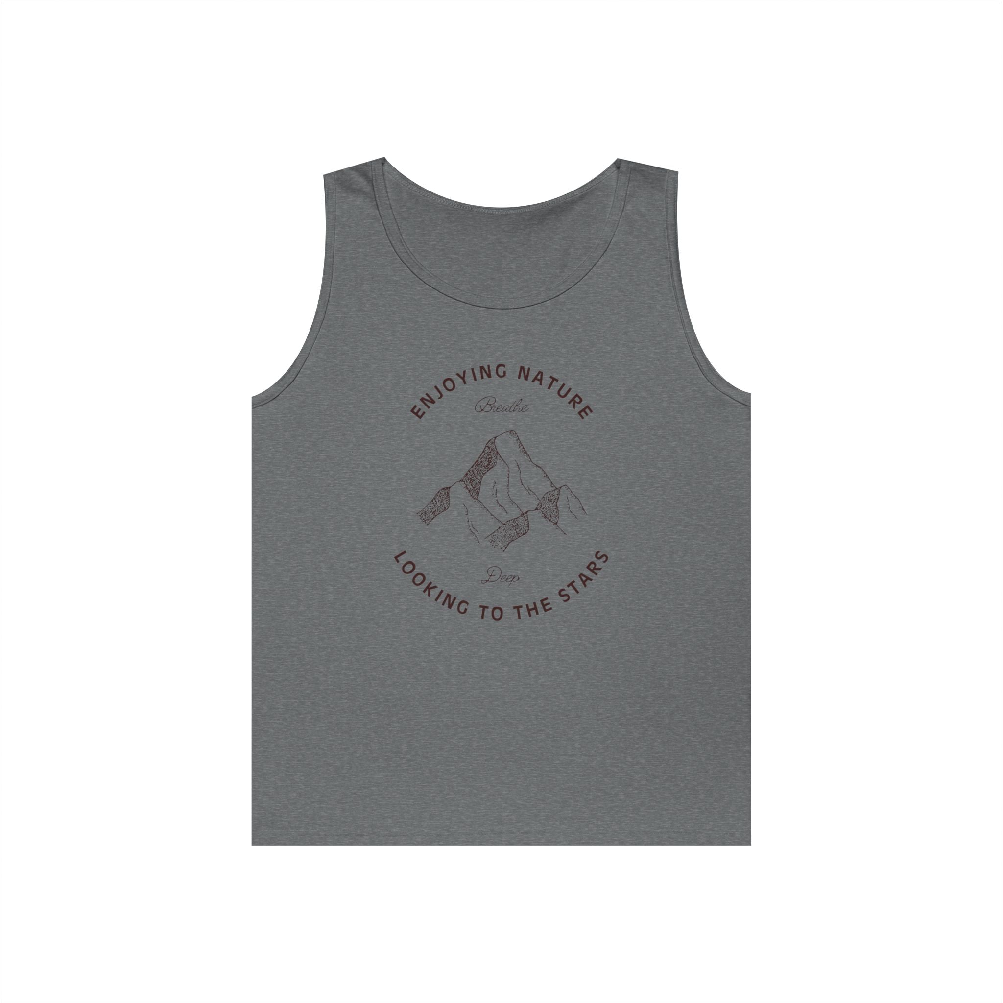 Nature Mountain Tank Top — "Enjoying Nature, Looking to the Stars" Minimalist Outdoor Tee