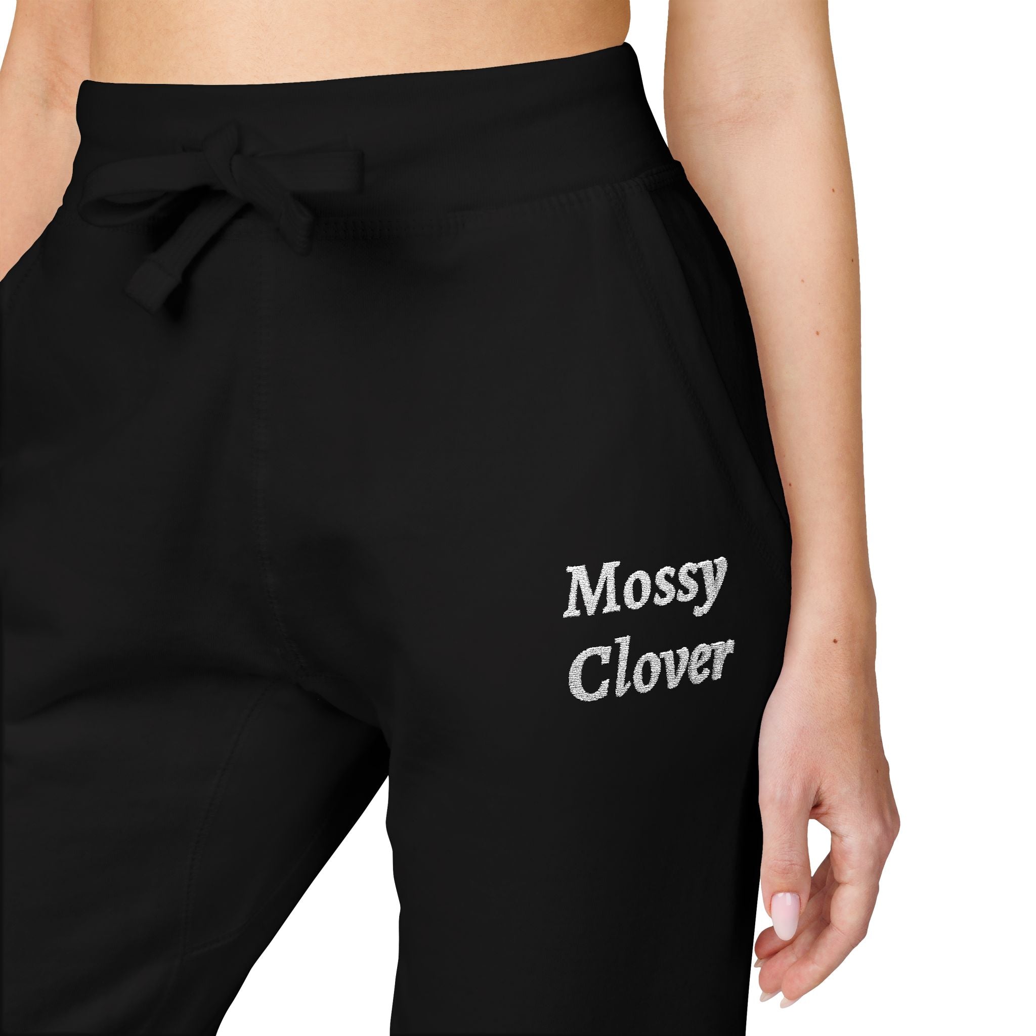 Embroidered 'Mossy Clover'  Fleece Sweatpants —Joggers