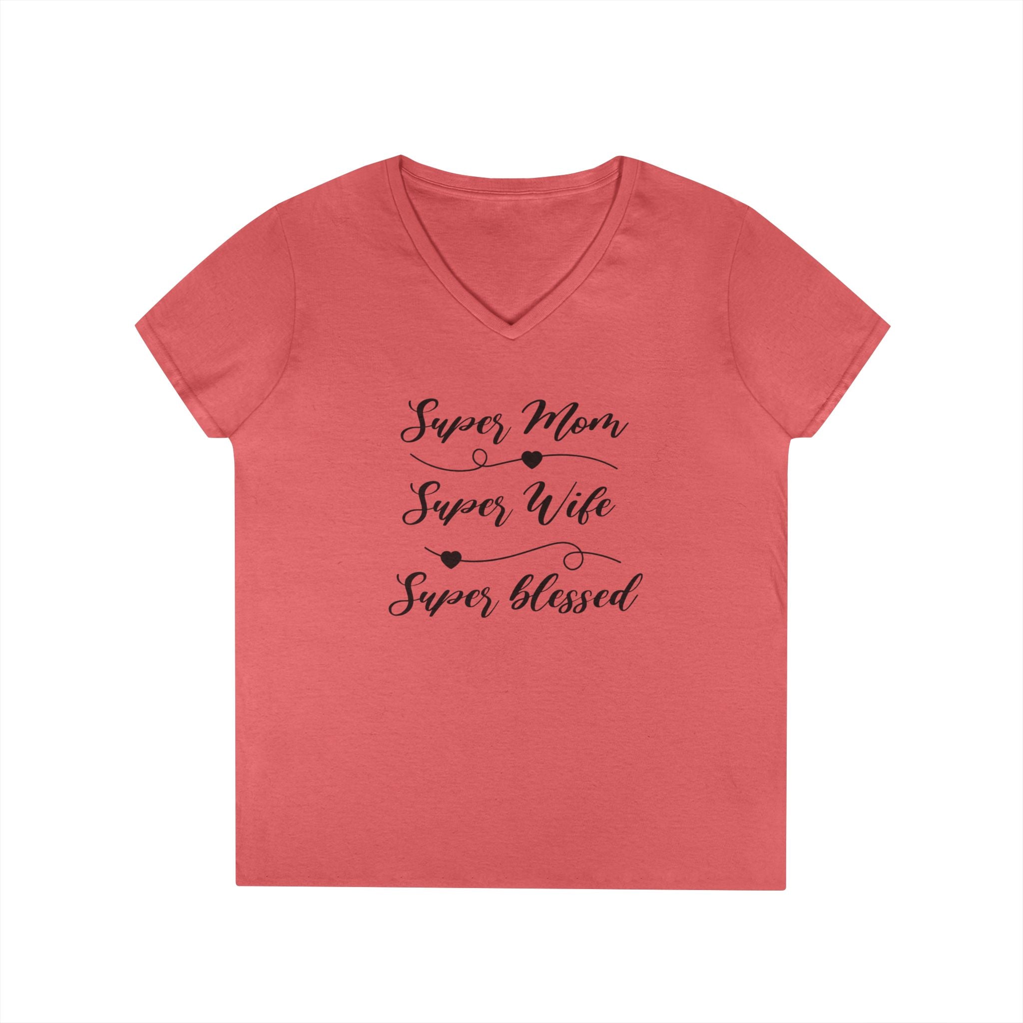 Super Mom Super Wife Super Blessed V-Neck Tee