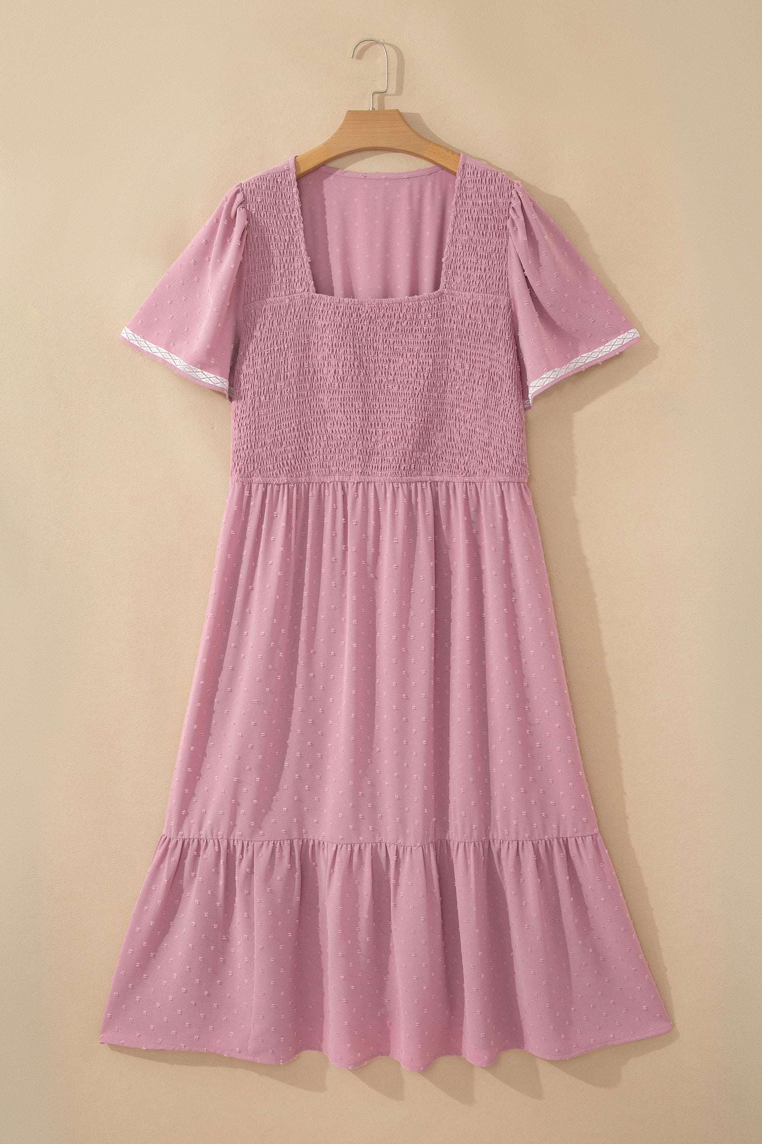 Dot Smoky Rose Flowy ~ Midi Dress