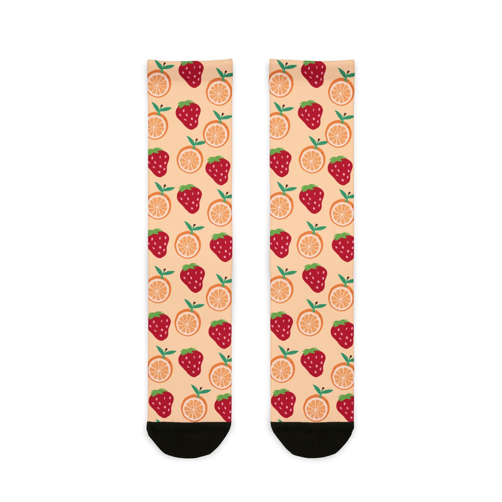 Fruit Pattern Crew Socks — Strawberry & Orange Socks