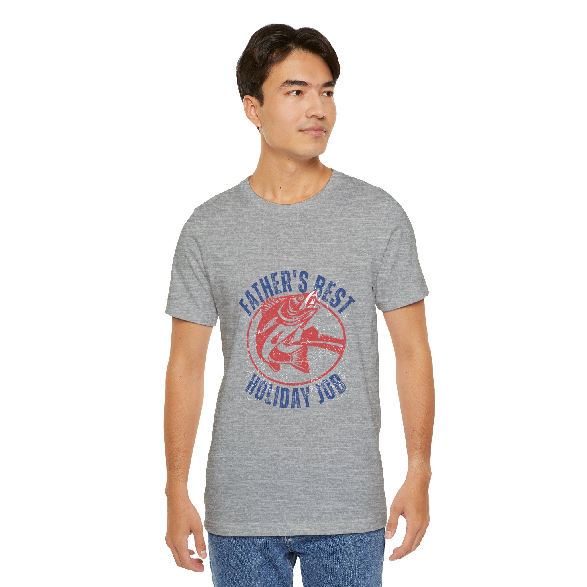 Father's Best Holiday Job T-Shirt — Vintage Fishing Dad Christmas Tee