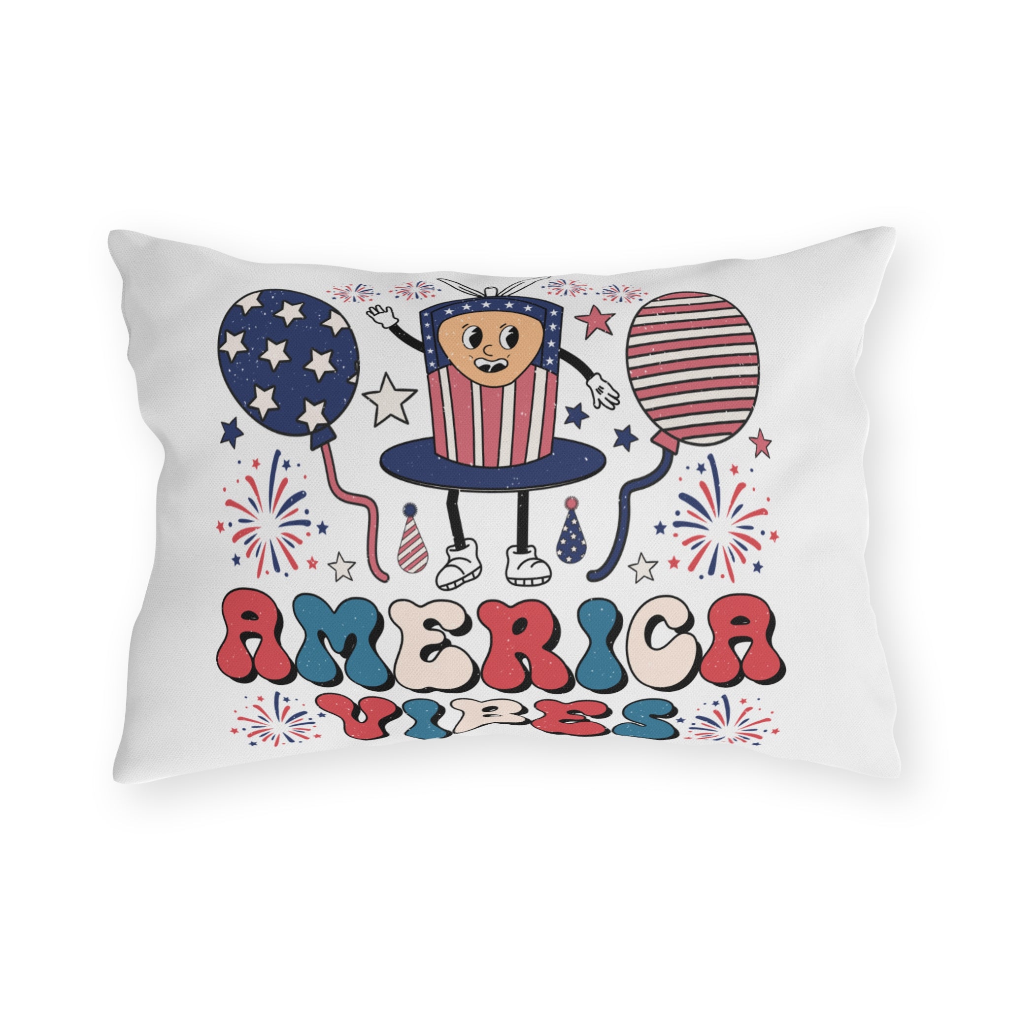 4th of July Outdoor Pillow - Patriotic Peace Love America Throw Pillow