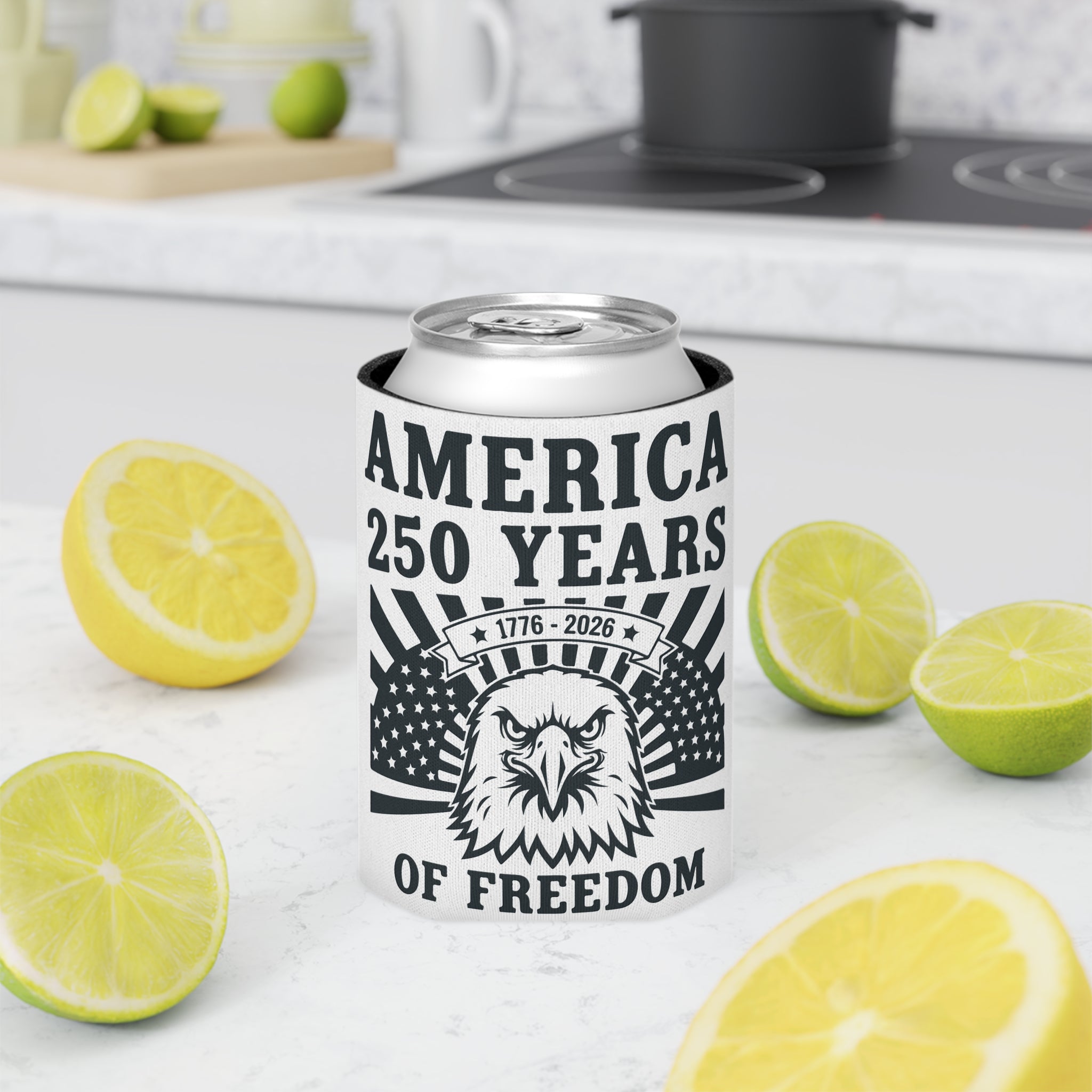 250 Years of Freedom Can Cooler – America 1776–2026 Eagle Flag Stubby Cooler