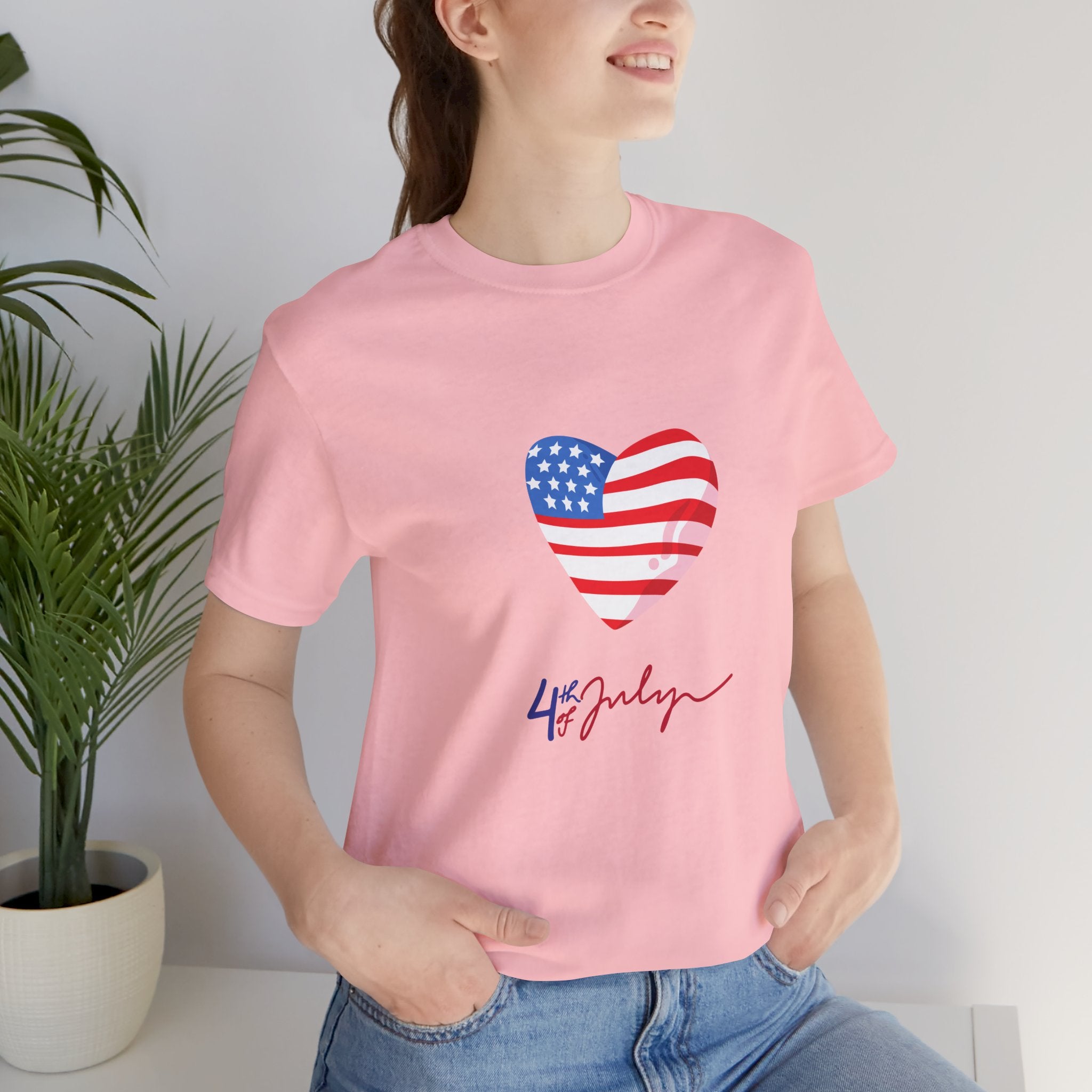 4th of July Heart Flag Tee — American Flag Heart Graphic T-Shirt
