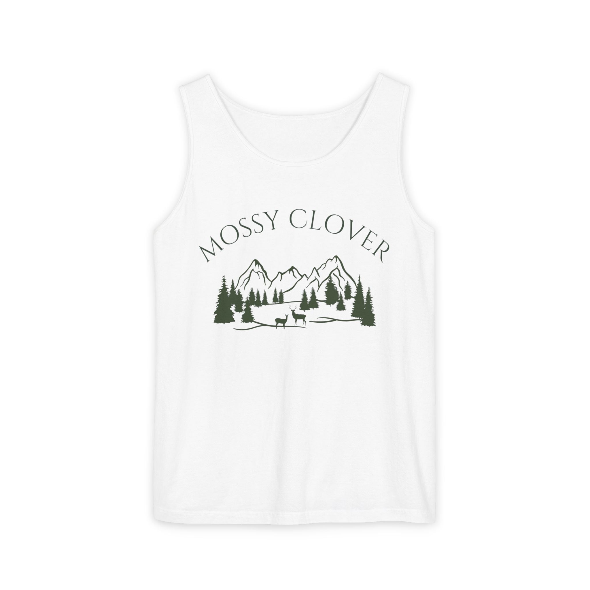 Mossy Clover Mountain Tank Top — Outdoor Nature Graphic Tank