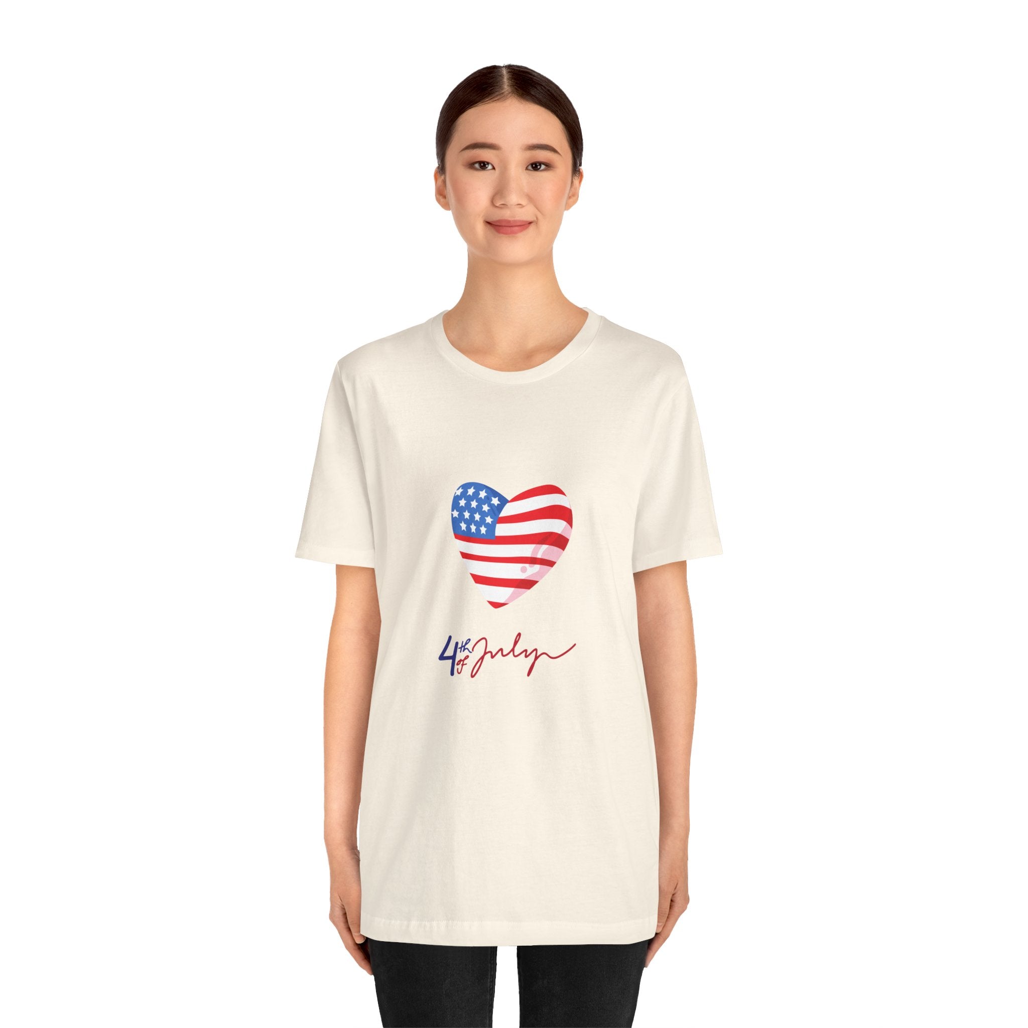 4th of July Heart Flag Tee — American Flag Heart Graphic T-Shirt
