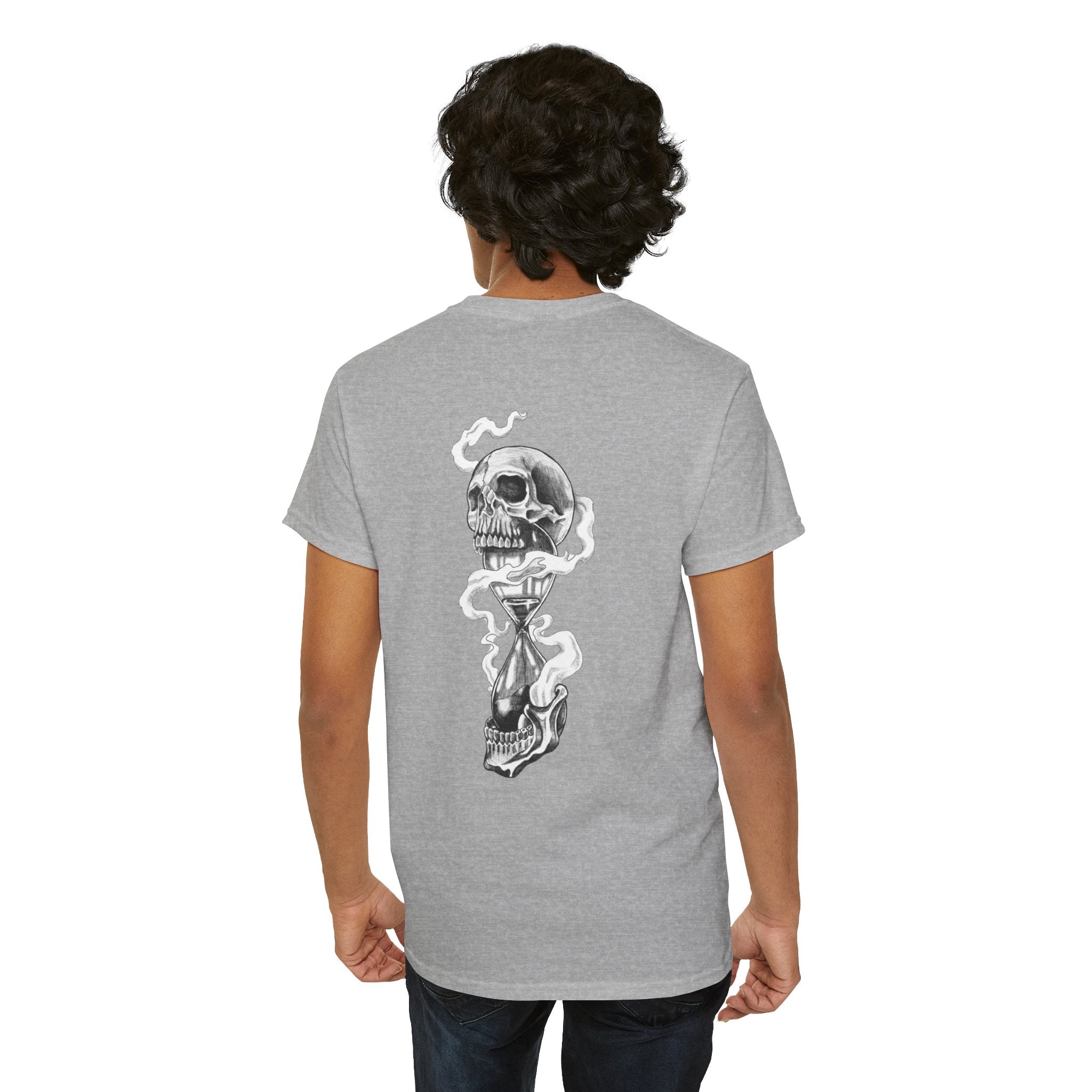 Skull Hourglass Tee — Gothic Skull Backprint Graphic T-Shirt