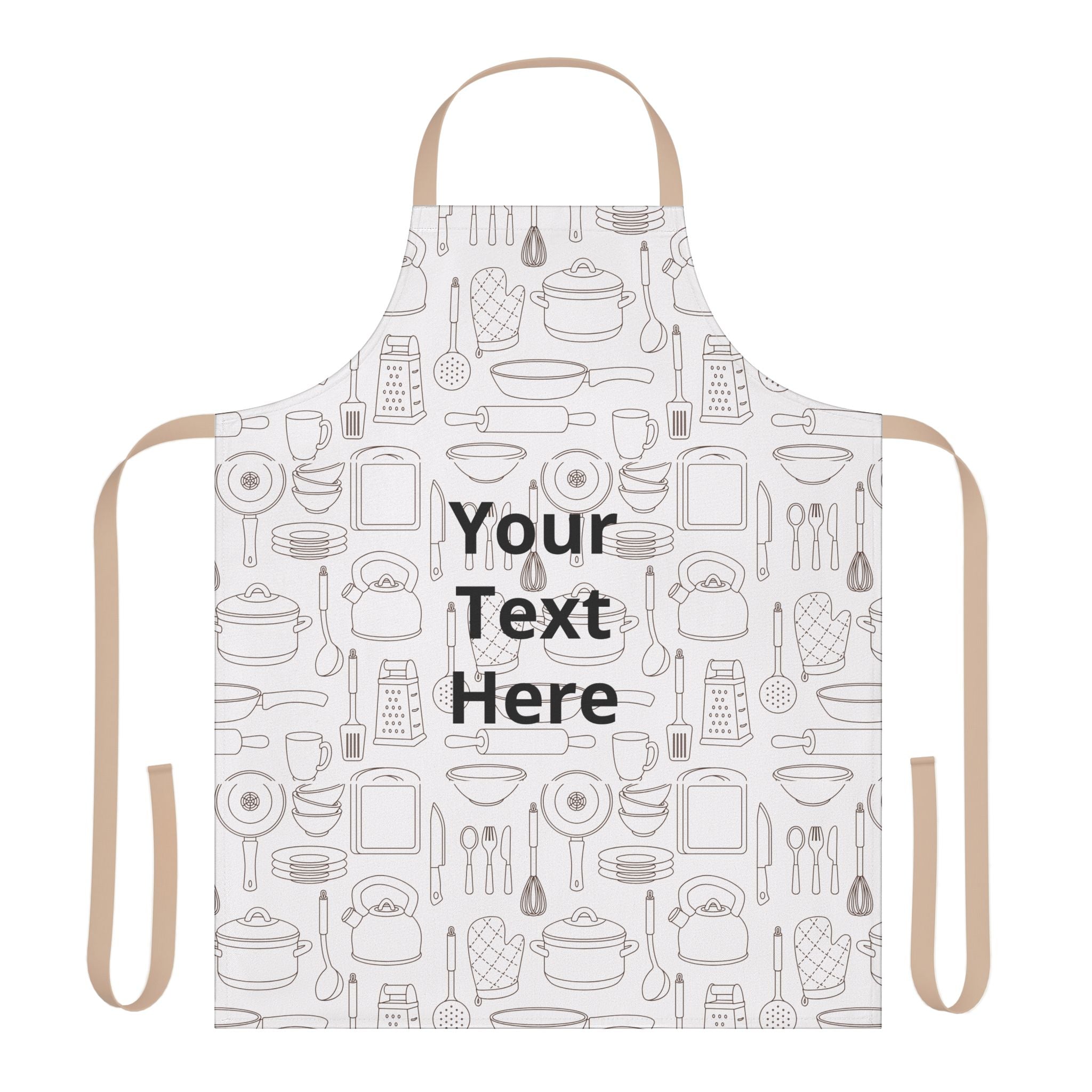 Custom Kitchen Apron - Personalized "Your Text Here" Cooking Apron with Utensil Pattern