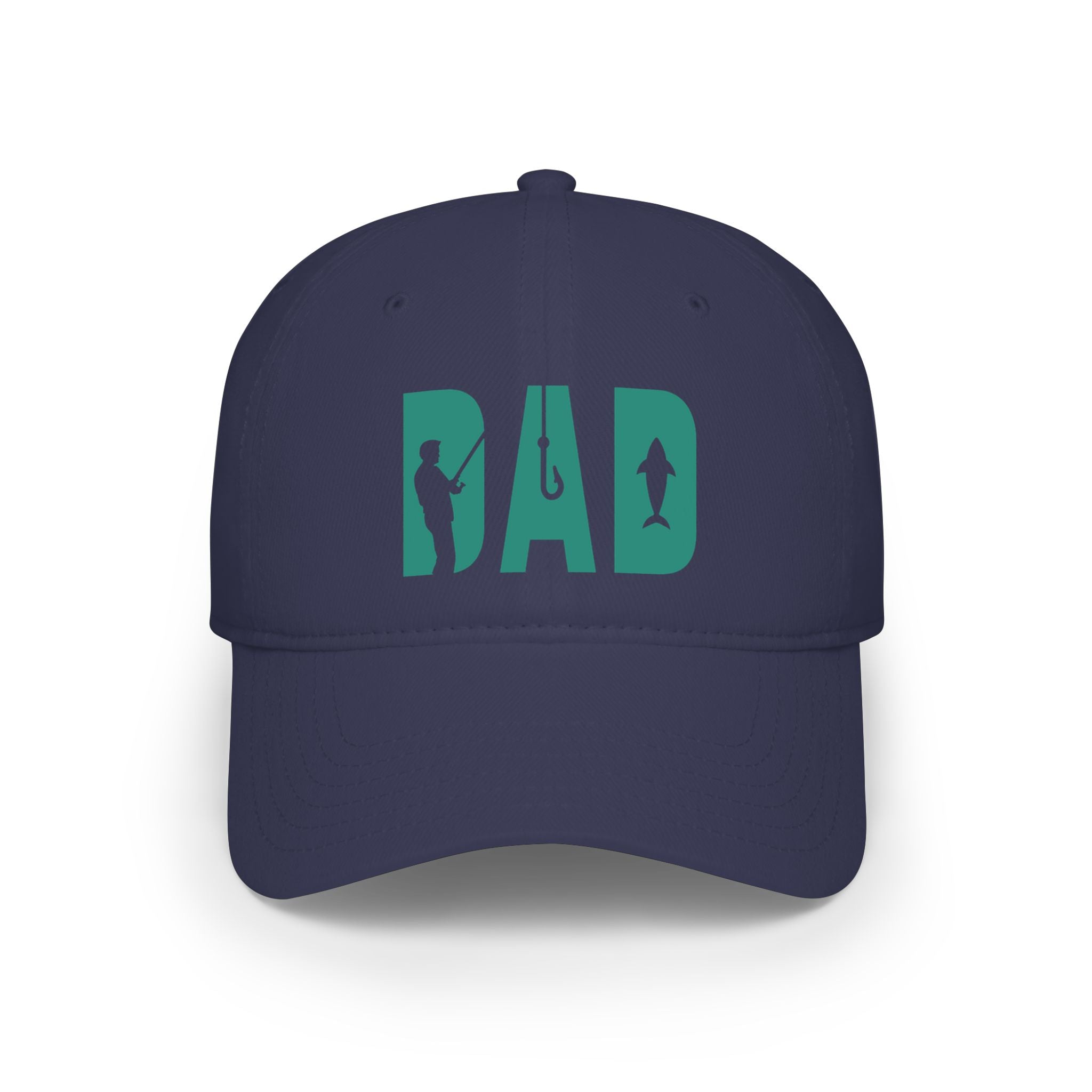 Fishing Dad Low Profile Baseball Cap — 'DAD' Silhouette Hat for Father's Day & Outdoors