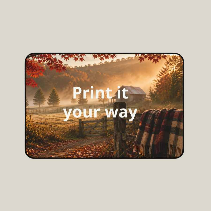 Custom Photo Desk Mat — Personalized Scenic Office Mousepad ("Print it your way")