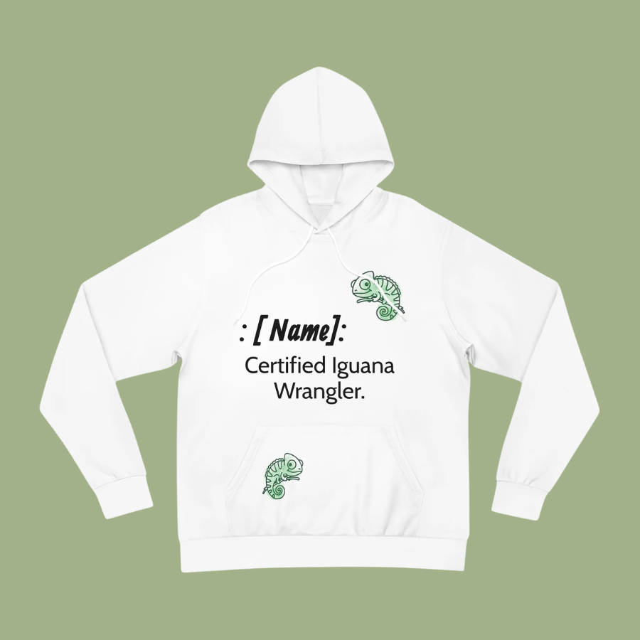 Custom "Certified Iguana Wrangler" Hoodie — Personalized Reptile Lover Gift
