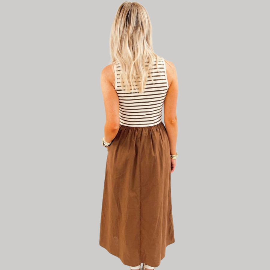 The Harvest Stripe Patchwork Sleeveless Dress for Women