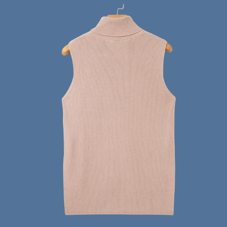 The Chalet Sleeveless High Neck Knit Wool Sweater for Women