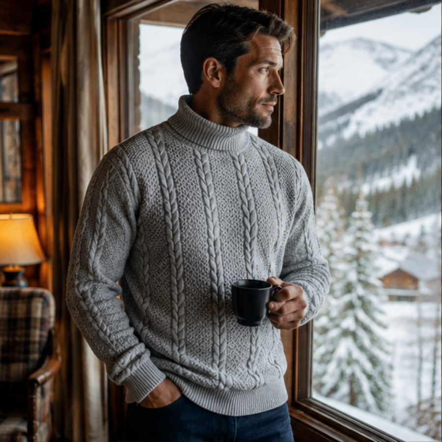 The Alpine Twist High Collar Sweater For Men