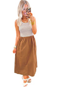 The Harvest Stripe Patchwork Sleeveless Dress for Women